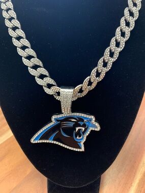 NFL Carolina Panthers Silver and Blue Pave Pendant Chain